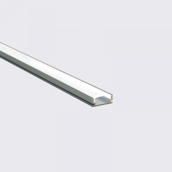 ACRUX –Perfil de Aluminio Superficie Anch.16.8 x Alt.7.1mm para Tira LED, con Difusor PC, 2 metros con Soportes de Montaje
