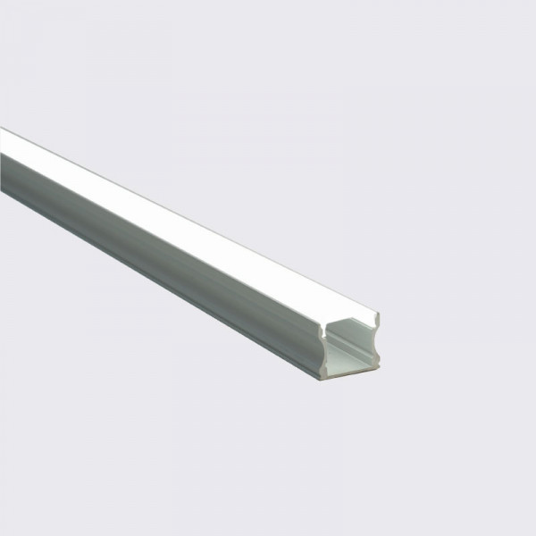 ALASIA –Perfil de Aluminio Superficie Anch.16.6 x Alt.14.8 mm para Tira LED, Difusor PC, 2 metros con Soportes de Montaje
