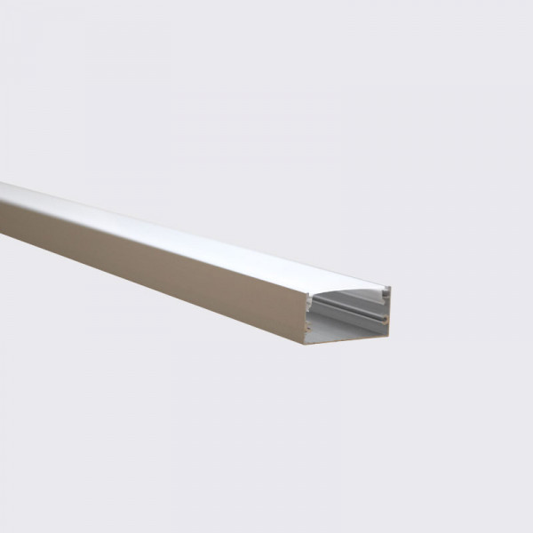 ATLAS –Perfil de Aluminio Superficie Anch.40 x Alt.20 mm para Tira LED, Difusor PC, 2 metros con Soporte de Montaje