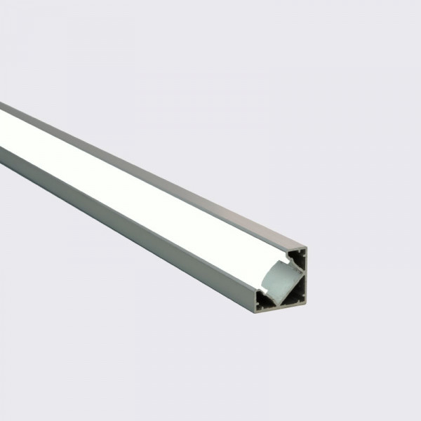 CURSA –Perfil de Aluminio Ángulo Anch.17.8 x Alt.17.8 mm para Tira LED, Difusor PC, 2 metros con Soporte de Montaje