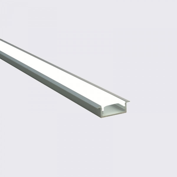 MEROPE –Perfil de Aluminio Empotrable Anch.30.6 x Alt.9.8 mm para Tira LED, Difusor PC, 2 metros