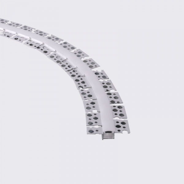 SNAKE –Perfil de Aluminio Arquitectónico Flexible Anch.55 x Alt.12.5 mm para Tira LED, Difusor de Silicona, 2 metros