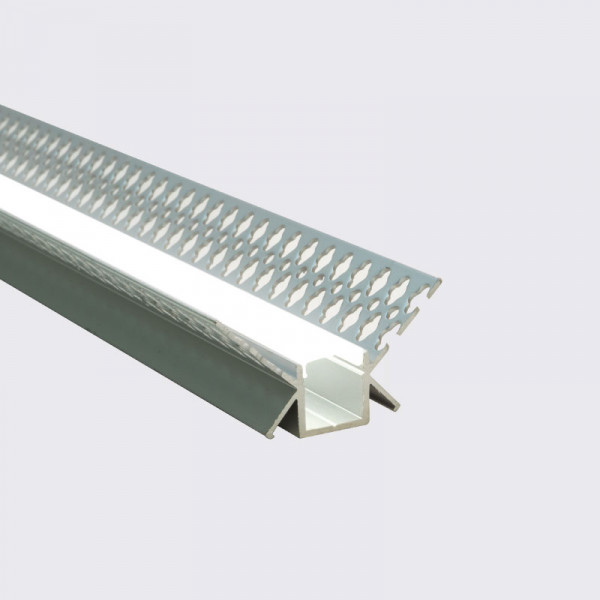 TIAKI –Perfil de Aluminio Arquitectónico Anch.49.2 x Alt.25.4 mm para Tira LED, Difusor PC, 2 metros